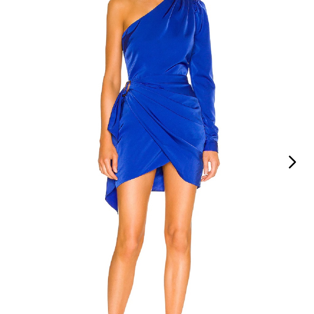 Lovers + Friends Cobalt Blue One-Shoulder Satin Mini Dress